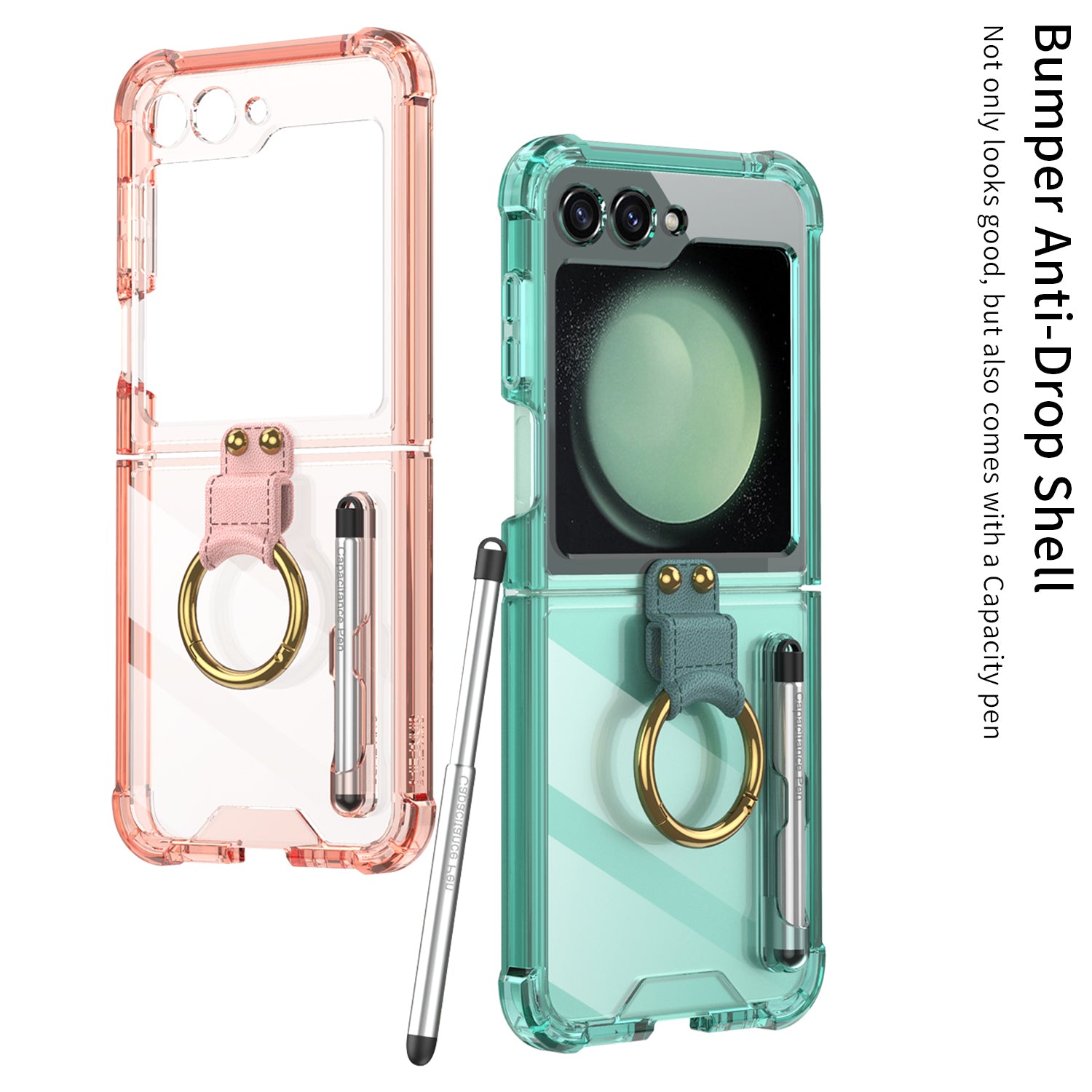 GKK til Samsung Galaxy Z Flip5 5G etui Ring Kickstand TPU telefoncover med stylus lille skærm film GKK til Samsung Galaxy Z Flip5 5G etui Ring Kickstand TPU telefoncover med stylus lille skærm film